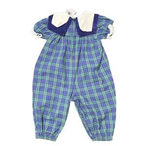 Good Lad 90s Flannel Plaid Romper with Peter Pan Collar - 18m